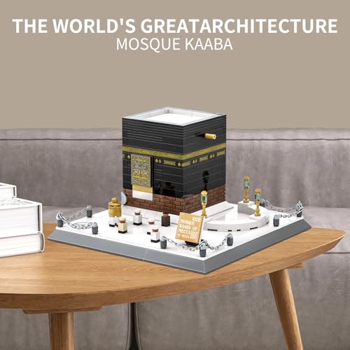 CAXIMSY Islamic Mosque Kaaba Architectural Model Building Block Sets Muslim Bricks Toy Hajj Kit Eid Gifts for Adult 446 Pieces - style: Mosque Kaaba Model