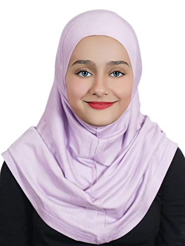 AL AMIRA Girl's Hijab Cotton 1 piece Amira Headscarf Cotton one Pcs Hijab - color: Lavender