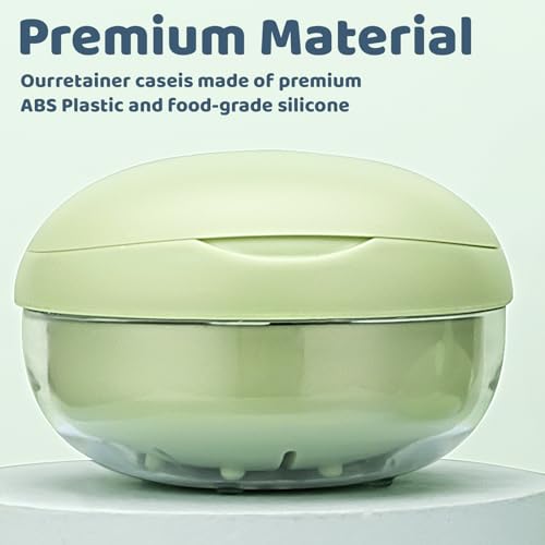Retainer Case for Cleaning,Denture Bath Case with Strainer Basket No-Leak Mouth Guard Cute with Retainer Removal Tool and Brush(Green Hanburger) - color: Green Hanburger