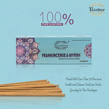 Pure Frankincense & Myrrh Incense Sticks, 100%-Natural Charcoal Free Organic Non Toxic Clean Burning Handmade Insence Sticks 100 gm Pack, Meditation Gifts – Spritual Cleansing - color: Frankincense