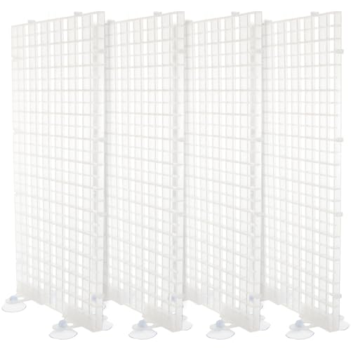 4pcs Aquarium Divider Fish Tank Grid Divider Tray Egg Crate Bottom Divider Board with 4Pcs Sucker Clips Aquarium Supplies