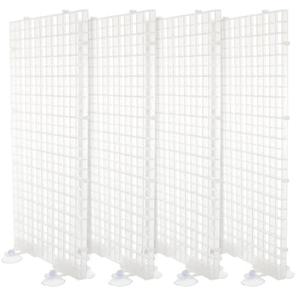 4pcs Aquarium Divider Fish Tank Grid Divider Tray Egg Crate Bottom Divider Board with 4Pcs Sucker Clips Aquarium Supplies
