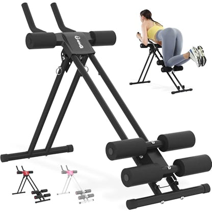 GuuG Ab Machine Ab Trainer Machine : Adjustable Ab Machine for Stomach Workout at Home Gym Ab Workout Foldable Core Strength Training Equipment Home Gym System - style: Black Ab Trainer Machine