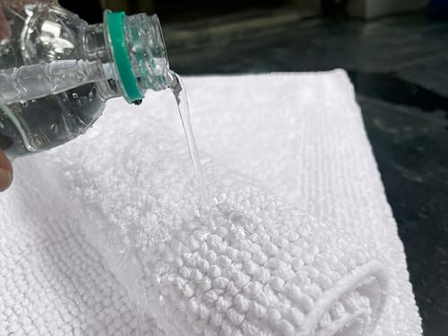 Bedding Craft 100% Cotton Bath Mat - Soft Hotel-Style Rectangular Bathroom Floor Rug - Plush, Water Absorbent Cloth Bathmat for Outside Bathtub/Shower, Machine Washable Cotton Bath Rug 21x34 White