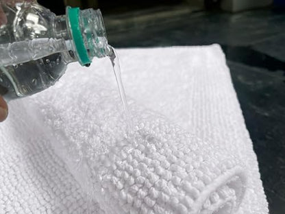Bedding Craft 100% Cotton Bath Mat - Soft Hotel-Style Rectangular Bathroom Floor Rug - Plush, Water Absorbent Cloth Bathmat for Outside Bathtub/Shower, Machine Washable Cotton Bath Rug 21x34 White