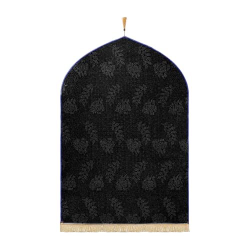 Muslim Prayer Mat Turkish Islamic Praying Rug Portable Prayer Carpet Eid Ramadan Janamaz Rug Adult Sajadah Islam Mat - color: Navy Blue