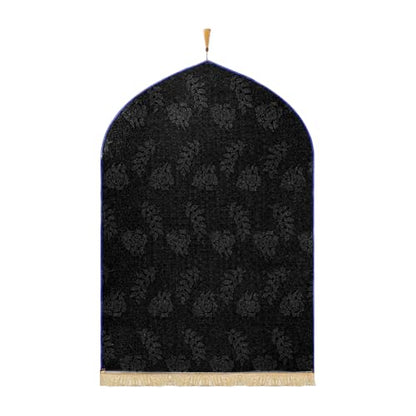 Muslim Prayer Mat Turkish Islamic Praying Rug Portable Prayer Carpet Eid Ramadan Janamaz Rug Adult Sajadah Islam Mat - color: Navy Blue