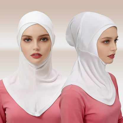Solid Women Muslin Head Scarf Plain Under Scarf Turban Cap Flexible Viscose Neck Collar Bonnet Chic Wear For Gym Ramadan - color: Navy