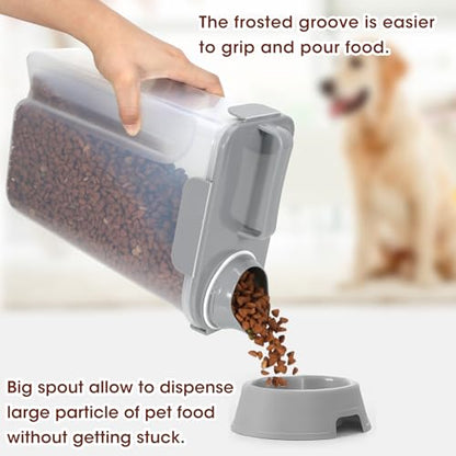 TBMax Pet Food Storage Containers 2 Pack 8-10 Lbs Airtight Dog Food Container Dispenser with Large Spout & Portable Handle, Travel Dog Treat Cat Food Storage Bin Bird Seed Container - color: Light Grey 6+3Qt