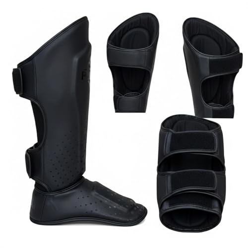 Martial Arts Shin Guards, Leg Protection for MMA, Kickboxing Training Instep Protection, Muay Thai Martial Arts Sparring Training Gear - color: Black, size: X-Large