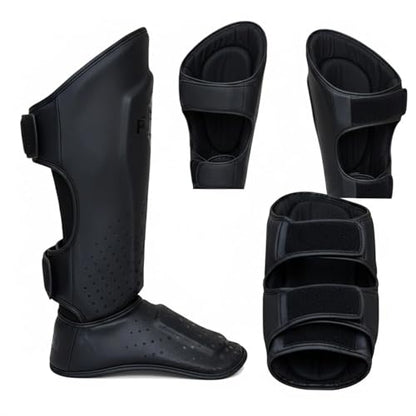 Martial Arts Shin Guards, Leg Protection for MMA, Kickboxing Training Instep Protection, Muay Thai Martial Arts Sparring Training Gear - color: Black, size: X-Large