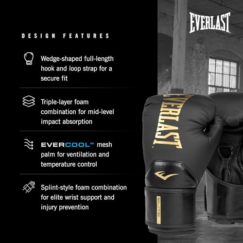 Everlast Elite 2 Boxing Gloves - color: Gold, size: 8 oz