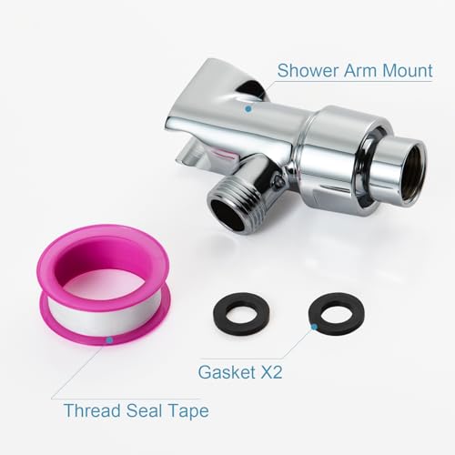 OFFO Shower Head Holder All Metal for Handheld Shower Head, Adjustable Shower Arm Mount with Solid Brass Pivot Ball, 1/2 in IPS Female Inlet and Male Outlet, Chrome - style: Chrome