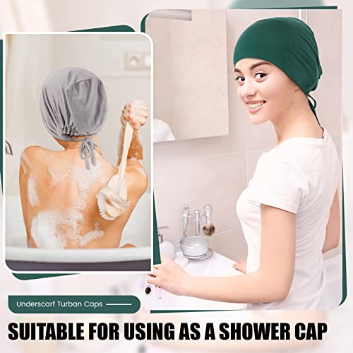 4 Pieces Women Under Scarf Hat Hijab Cap Islamic Muslim Under Scarf Turban Beanie Cap - color: Navy,green, size: One Size