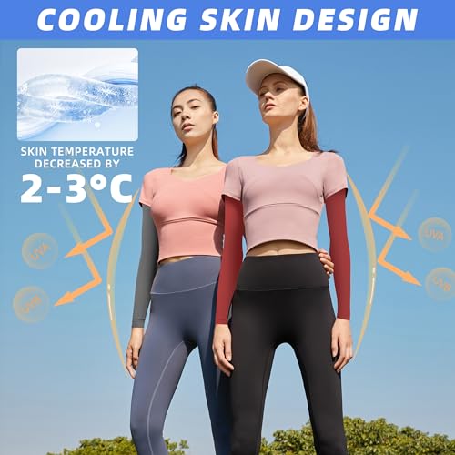 BHYTAKI UV 자외선 차단 팔 슬리브 6쌍, UPF 50 스포츠 쿨링 암 압박 슬리브 남성 여성 청소년용 - color: 블랙 2개+다크 그레이 2개+레드 2개