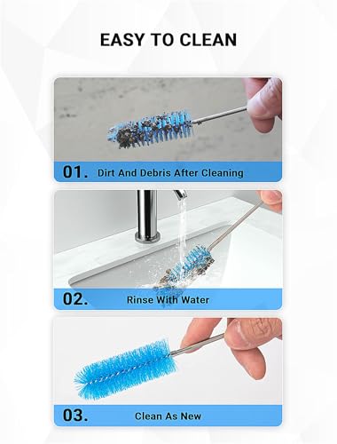 66 Inch Drain Cleaning Brush, Flexible Long Pipe Cleanner Tool | Flexible Long Reach, Double Nylon Ends, Stainless Steel Shaft, Sink & Drain Cleaning, Includes 2 Straw Brushes - size: Large clean brush