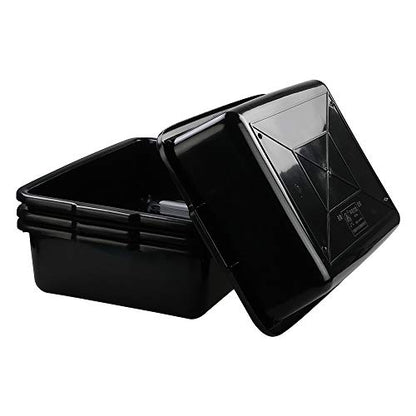 4-Pack Large Plastic Bus Box, 23 L Commercial Tote Box, Black | Sturdy Plastic Construction, Built-In Carrying Handles, Commercial Bus Tub Ideal for Restaurant, Kitchen & Commercial - size: 23 L