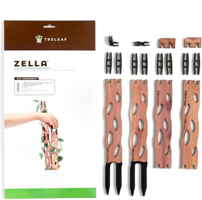 Zella Regular Starter Kit – Wooden Extendable Plant Trellis for Indoor Climbing Houseplants – Modular Plant Support with 2 Bases + 2 Extensions - Moss Pole Alternative - size: Regular Kit