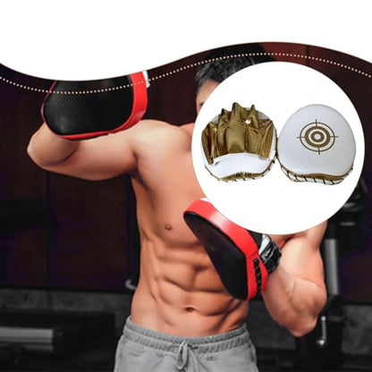 Curved Focus Punching Mitts Hand Professional 16x17x4.5cm Punch Pads PU Leather - color: Golden