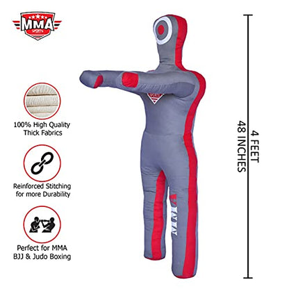 MMA Sports Kids Grappling Dummy MMA BJJ Jiu Jitsu Karate Kick Boxing Throwing Practice Dummies for Children - 4 FT -UNFILLED