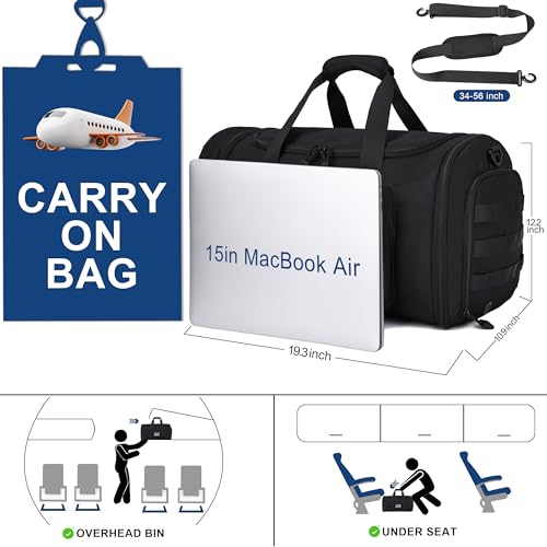 HILOMON Duffle Bag for Travel Mens Gym Sport Overnight Weekender Bags | 38L-45L Expandable Capacity, Airline Approved Carry-On Size, YKK Zippers, Separate Ventilated Shoe Compartment