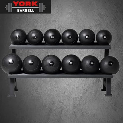 York Barbell 10LB Rubber Slam-Ball – Dead Weight with Textured Surface – Minimal Bounce Absorbs Impact – Pilates Yoga Strength Training Physical Therapy Cardio Exercises for Full Body Workout - Black