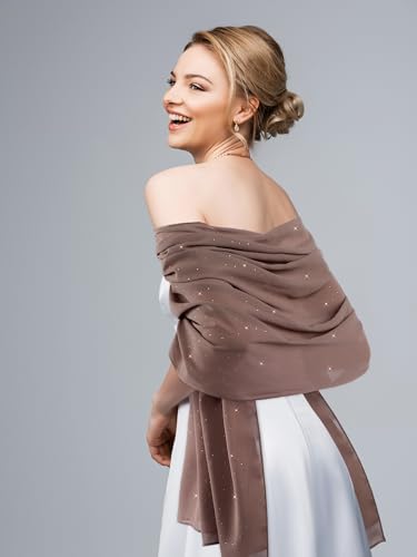 Geyoga Hijab Scarf for Women Soft Chiffon Rhinestone Long Scarf Shawl Fashion Muslim Hijab Head Wrap Scarves - color: Khaki