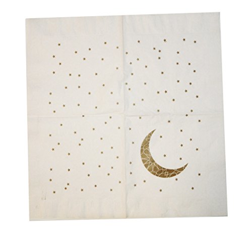Zaffron Ramadan and Eid Gold Crescent Moon Party Packs (Napkins, Toppers, and Balloons) - color: Napkins, Toppers, and Balloons