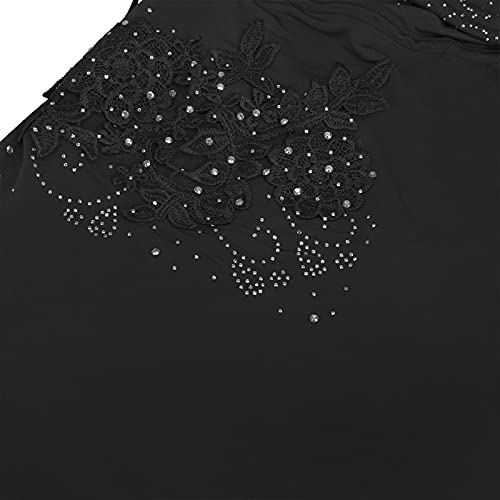 Women Soft One Piece Hijab Long Muslim Turban Islamic Full Head Scarf - color: Black/Flower