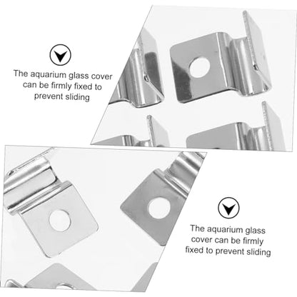 Happyyami 4pcs Fish Tank Glass Cover Brackets Easy Install Clips for Aquarium Lid Support Prevent Fish from Jumping Tank Accessories