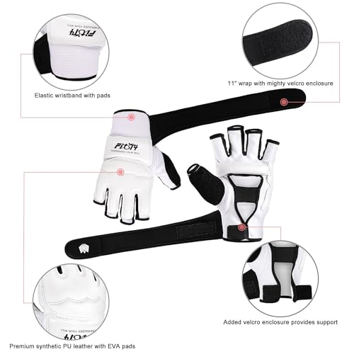 FitsT4 Sports Half Mitts MMA UFC Training Boxing Punch Bag Martial Arts Gloves - color: White, size: XX-Large