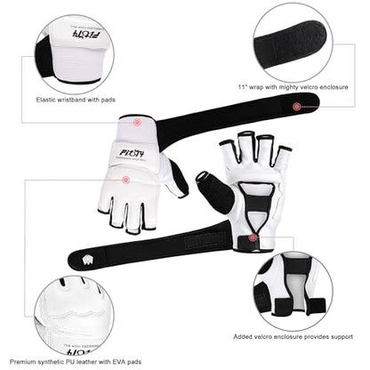 FitsT4 Sports Half Mitts MMA UFC Training Boxing Punch Bag Martial Arts Gloves - color: White, size: X-Large