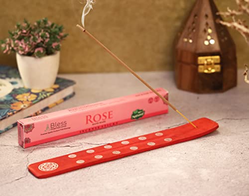 Bless-International Traditional-Handmade-Burner Wooden-Incense-Stick-Holder Ash-Catcher-Stand for-Aromatherapy-Meditation-Yoga (Fire Red) 10 Inches, Pack of 2 - color: Fire Red,10 Inch, size: Two Holders