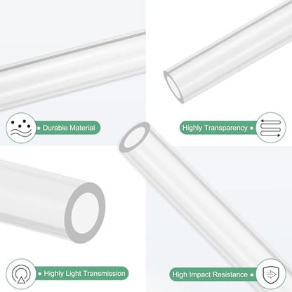 M METERXITY 2-Pack Clear Rigid Acrylic Pipe, 8mm[0.31"] ID x 12mm[0.47"] OD Plastic Round Tube for Water Cooling System/Lamps/Fountains/Aquariums/Display Stand, Acrylic Tubing [305mm/12IN] - size: 8mm ID x 12mm OD