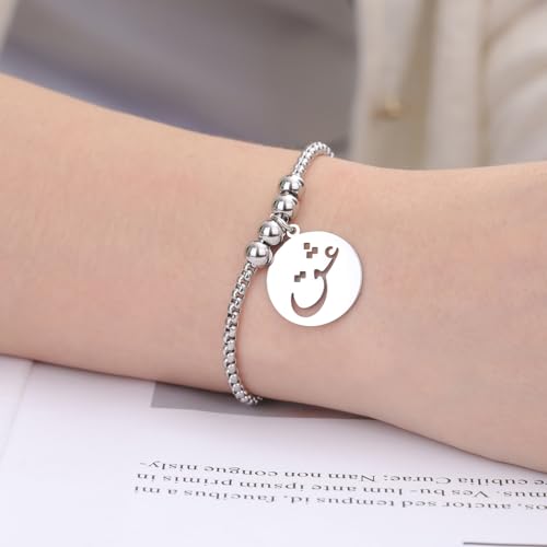 VASSAGO Islamic Bracelet Allah Arabic Bangle Bracelets for Women Men Islam Muslim Arabic Calligraphy Link Bracelet Bangle Islam Eid Islamic Arabic Gift Jewelry - color: Silver Arabic Bracelet-Box Chain