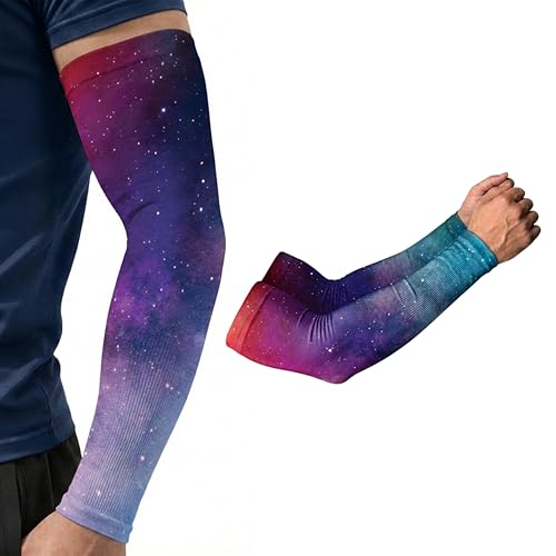 ARMORAY Arm Sleeves for Men UV Protection Cooling SPF 50 Sun Sleeves Sports - color: Galaxy Purple