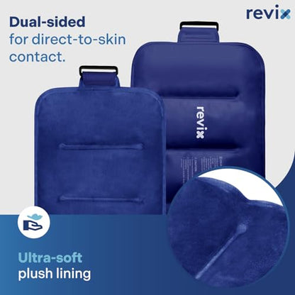 REVIX Ice Pack for Injuries Reusable Gel for Lower Back & Shoulder, Navy | 16x9in Full Coverage for Lower Back, Shoulder, Hip & Knee, Cold Compress Therapy, Hands-free Strap, Long-lasting Gel - style: Navy-Pack 1