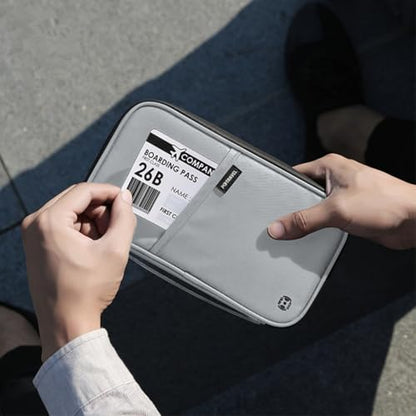 VanFn RFID Travel Passport Wallet, Family Passport Holder, Trip Document Organizer P.Travel Series - color: A - Nylon - Light Gray