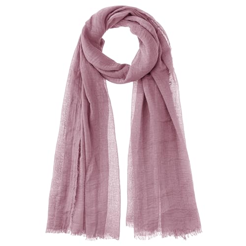 Nydotd Women Summer Cotton Linen Scarf Crinkle Long Beach Shawl Wrap hijab with Fringe - color: Dusty Rose