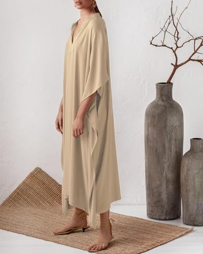 Bsubseach Women Kaftan Dresses Caftan Maxi Dress Swimsuit Cover Up Moomoo - color: B-apricot