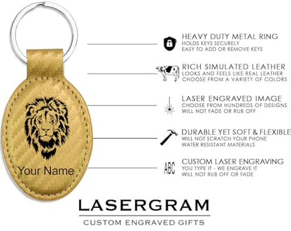 LaserGram Oval Keychain, Allah 2, Personalized Engraving Included (Carbon Fiber Gold) - color: Carbon Fiber Gold