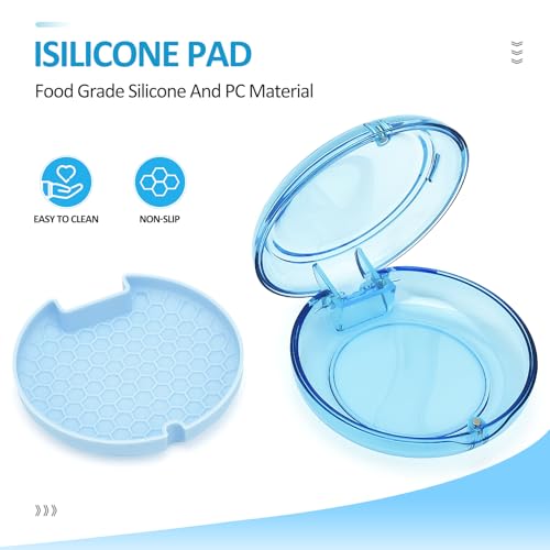 Retainer Case Slim Aligner Case with Vent Holes Removable Inner Tray Silicone for Easy Cleaning, Retainer Removal Tool and Brush (Clear Blue) - color: Clear Blue