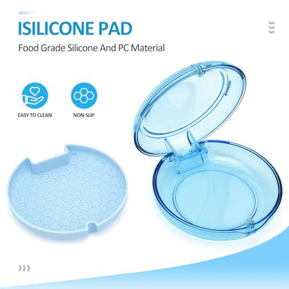 Retainer Case Slim Aligner Case with Vent Holes Removable Inner Tray Silicone for Easy Cleaning, Retainer Removal Tool and Brush (Clear Blue) - color: Clear Blue