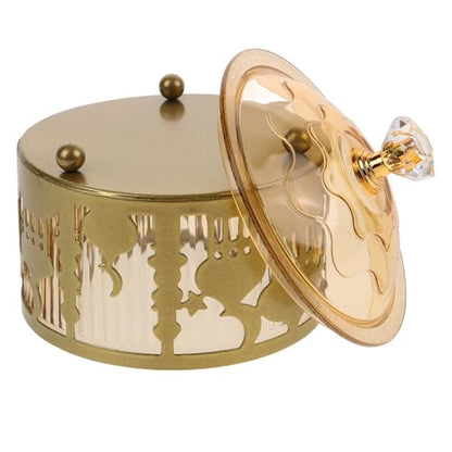 Luxshiny Eid Candy Tray Ramadan Serving Dishes for Snacks Dried Fruit Nuts Tea Cups Middle Eastern Arab Style Decorative Serving Plate for Home Party and Dinner Table 3.54 Inch