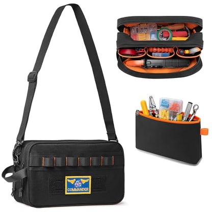 Rexmica Small Electric Tester Tool Storage Bag with 1 Tool Pouch | Compatible with Fluke Digital Multimeter/325 Clamp Multimeter/ T5 T6 Electrical Voltage, Tool Organizer with 8 Tool Slots