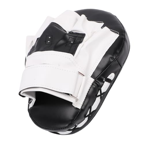 Boxing Curved Focus Punching Mitt PU Leather Boxing Pad with Adjustable Strap for Taekwondo Training - color: Black White