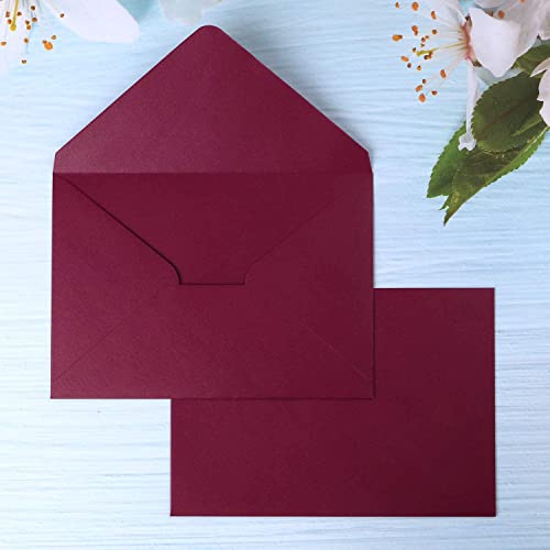 PONATIA 50 Pack A7 Envelopes, 5.25 x 7.25'' Shiny Burgundy Envelopes - color: Burgundy