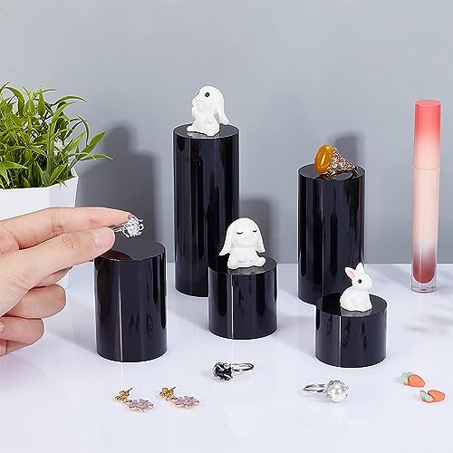 BENECREAT 5Pcs Black Acrylic Display Block 1.2/1.6/2.4/3.2/4 Inch Round Cylinder Solid Display Pedestal Stand for Jewelry Gem Display Pop Figures Cosmetic Showing - color: Black Round