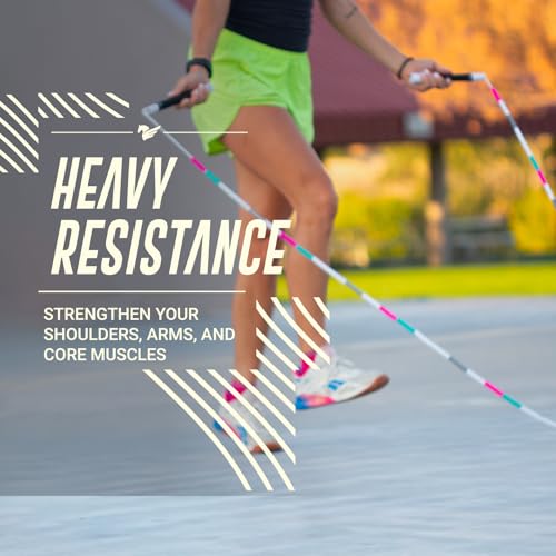 Elite Jumps Heavy Beaded Weighted Jump Rope, 6.5 oz | Heavy resistance beaded rope. Long 8-inch handles, shatterproof 2-inch beads. Adjustable 10 ft. - color: White/Black