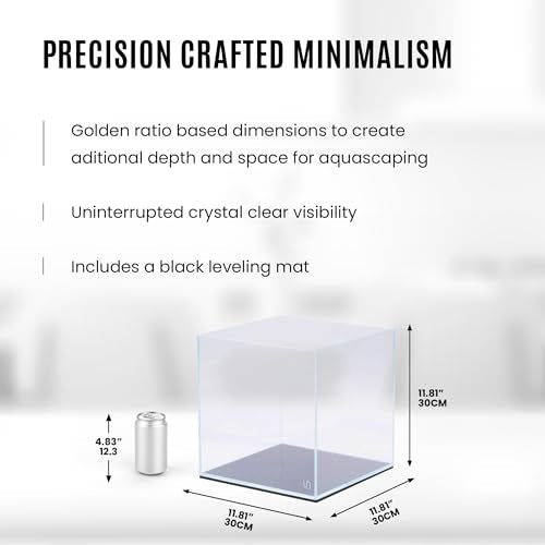 UNS Ultra Clear Rimless Tank - 7.1GAL | 27L - 11.81x11.81x11.81 | 30x30x30 CM, 5mm Glass Thickness, Leveling Mat Included - Low Iron, High Clarity Fish Tank w/ 45° Mitered Edge - [30C] - size: [30C] - 7.1 Gal - 11.81 x 11.81 x 11.81 in